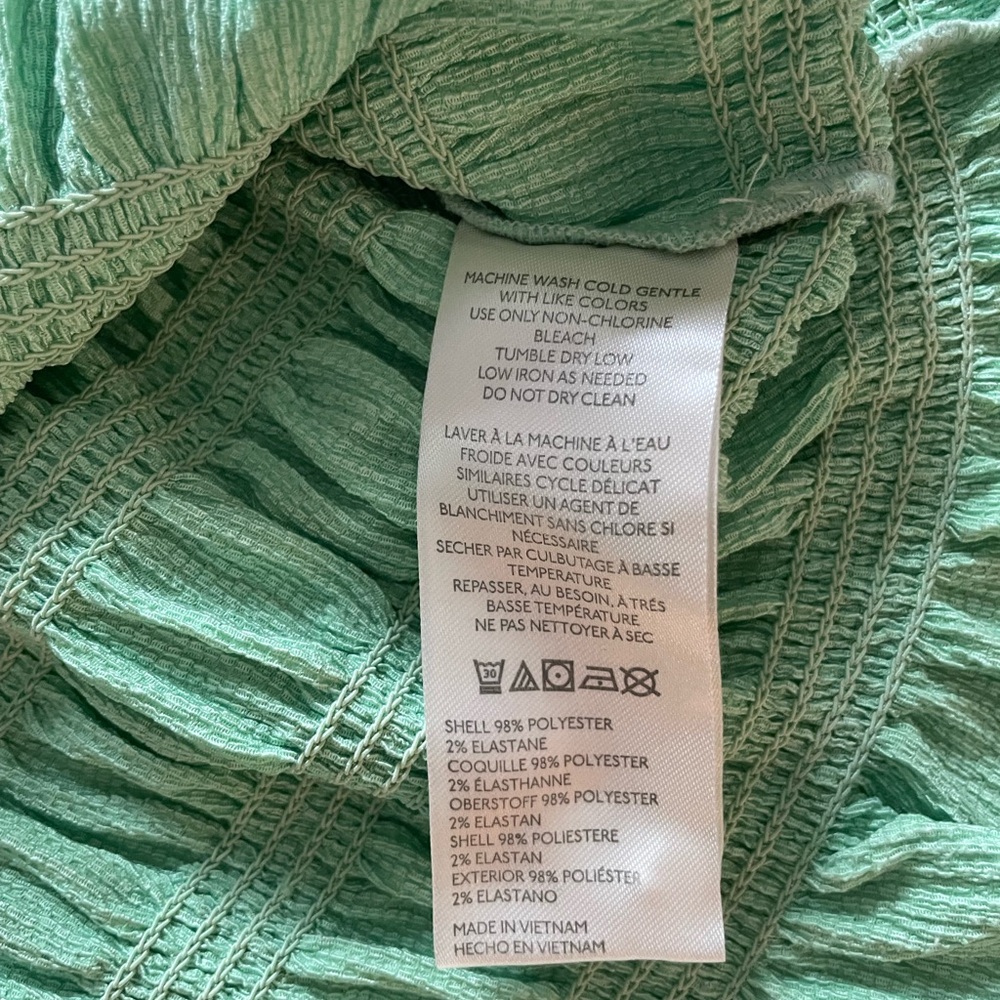 Maeve by Anthropologie Green Smocked Button-Front Ruffle Top – Size Small - Picture 5 of 5